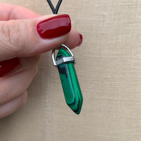 Handmade Malachite Stone Dagger Amulet Necklace - Picture 9 of 11